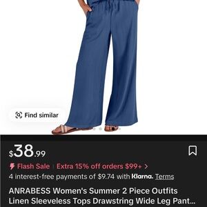 Women's Blue Wide Leg Pants